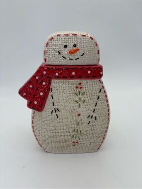 Festive Red Scarf Snowman Decorative Figurine